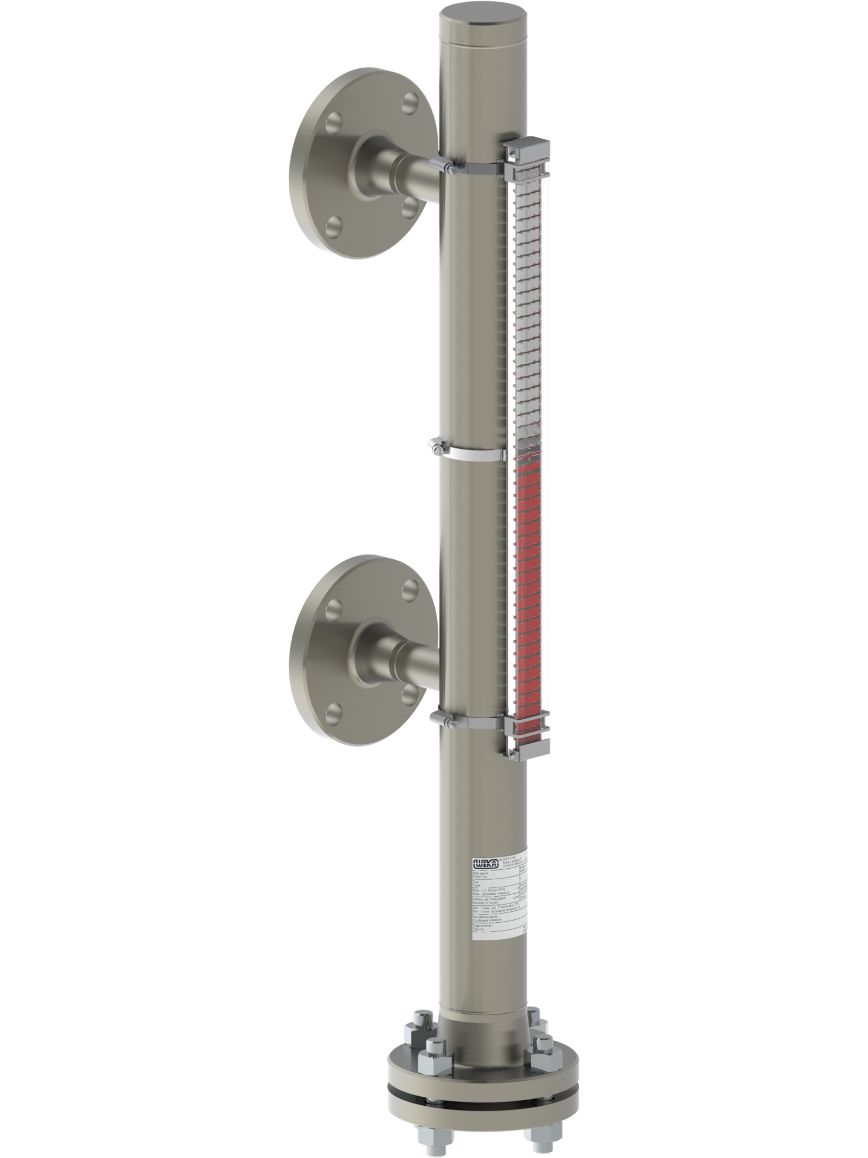 Visual magnetic bypass level indicator with side process connections