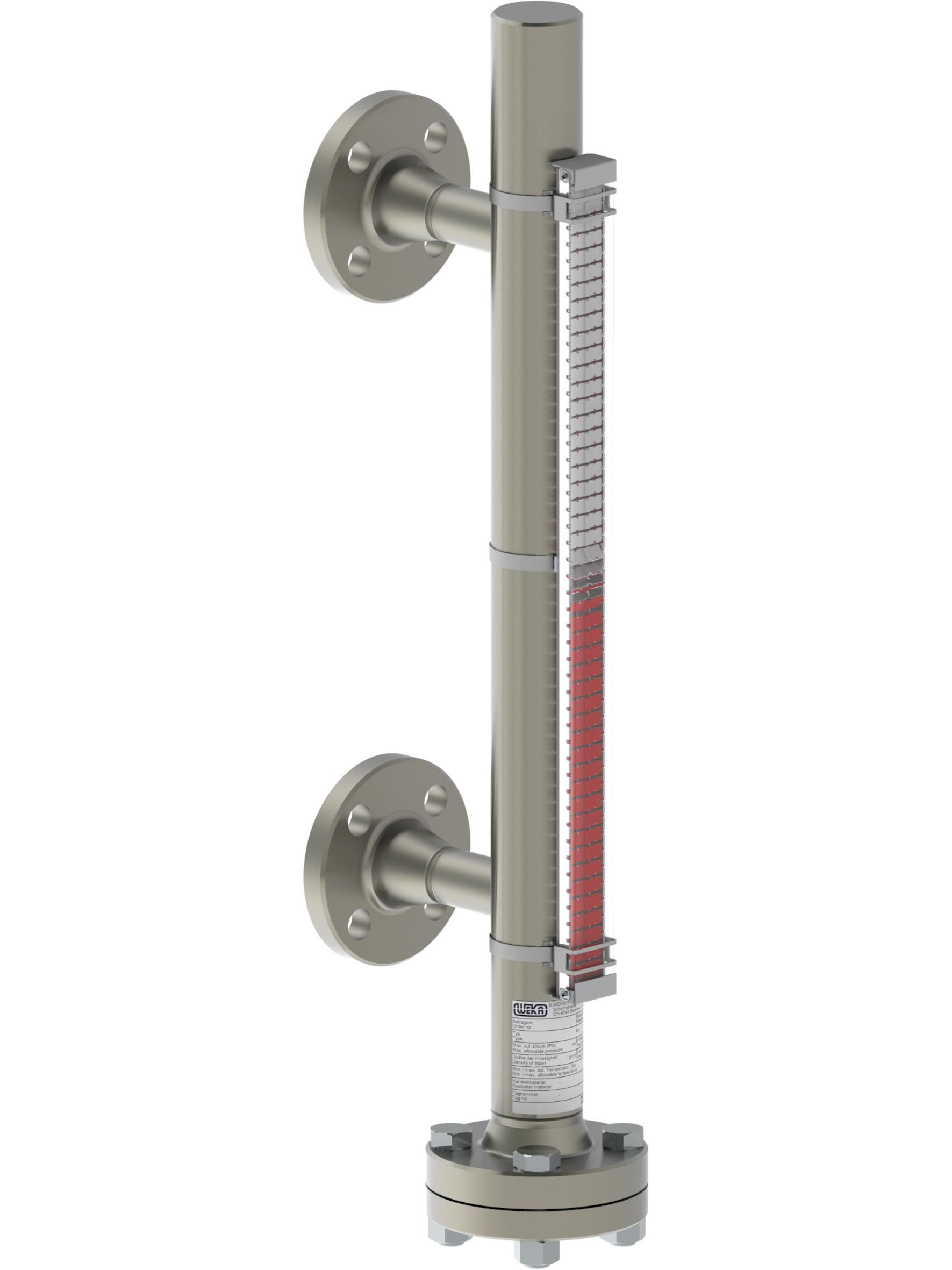 Visuell magnetischer bypass Füllstandsanzeiger mit seitlichen Prozessanschlüssen
