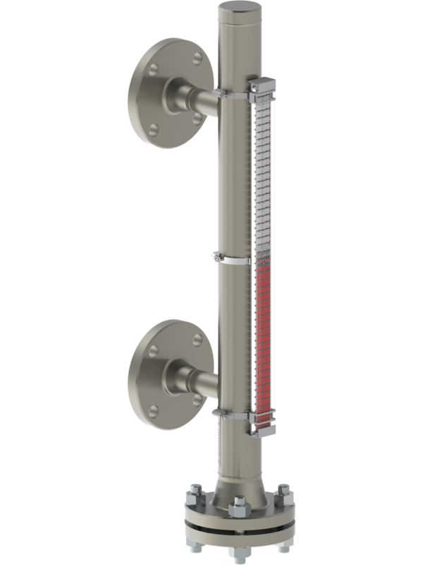 Visuell magnetischer bypass Füllstandsanzeiger mit seitlichen Prozessanschlüssen