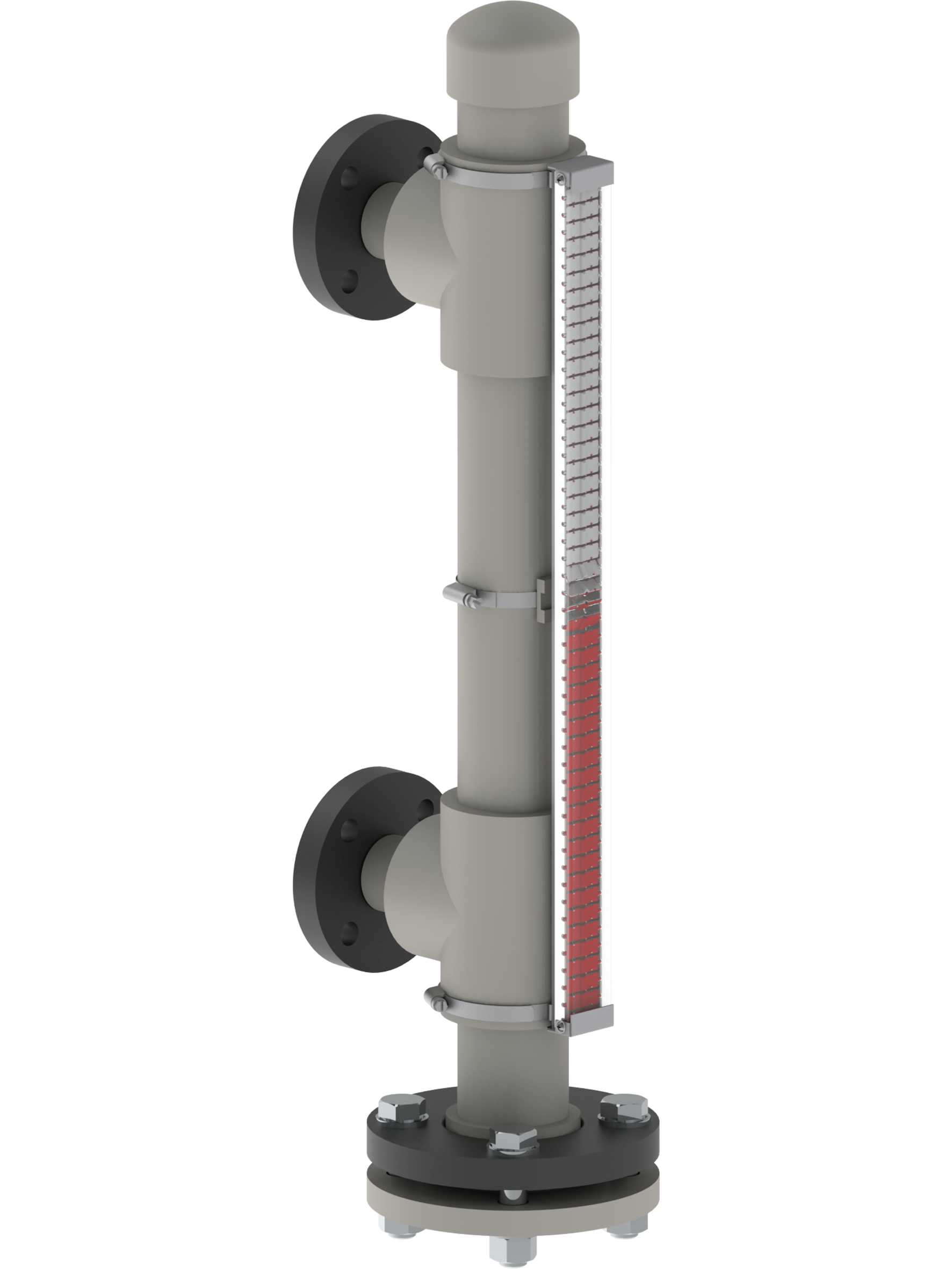 Visuell magnetischer bypass Füllstandsanzeiger mit seitlichen Prozessanschlüssen