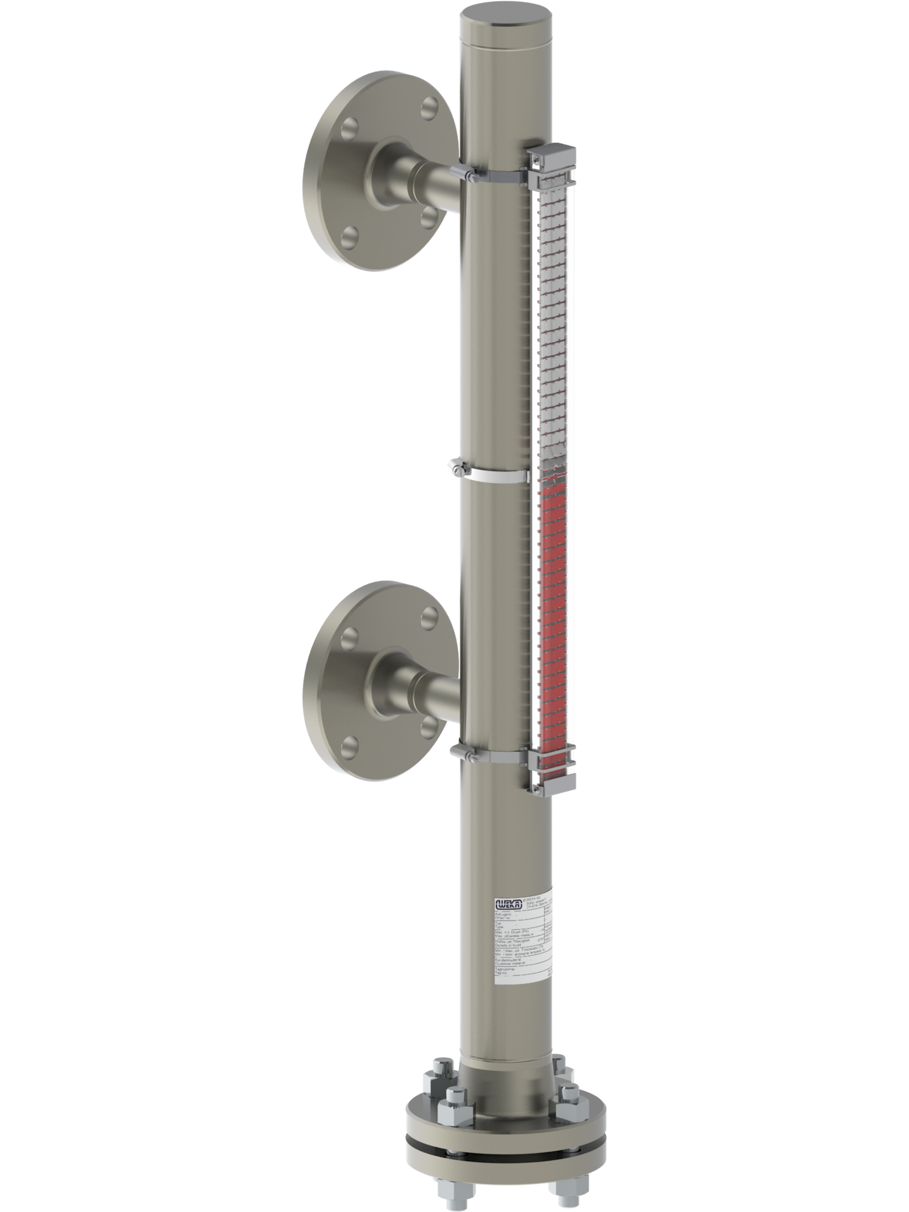 Visuell magnetischer bypass Füllstandsanzeiger mit seitlichen Prozessanschlüssen