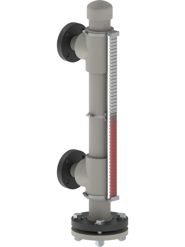 Visuell magnetischer bypass Füllstandsanzeiger mit seitlichen Prozessanschlüssen