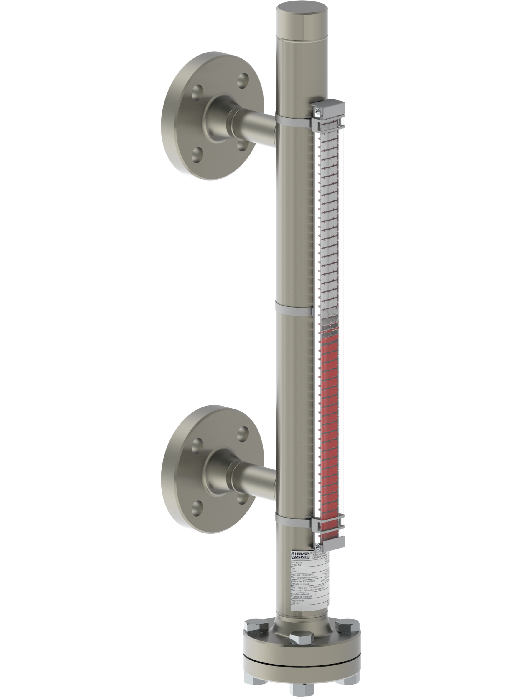 Visuell magnetischer bypass Füllstandsanzeiger mit seitlichen Prozessanschlüssen