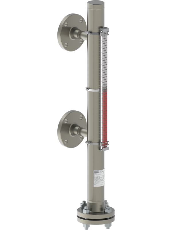 Visuell magnetischer bypass Füllstandsanzeiger mit seitlichen Prozessanschlüssen